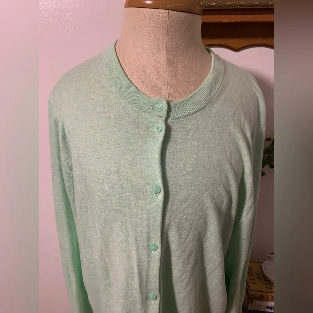 J. Crew 100% Cotton Mint Green XXL Cardigan